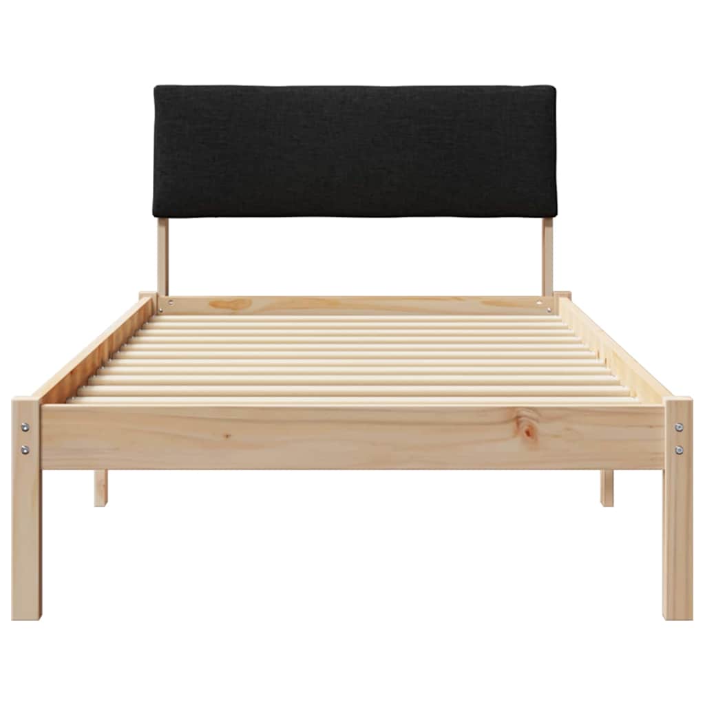 Brown and Black Bed Frame 90 x 200 cm Solid Pine Wood