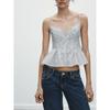 Za2025 Spring New Women clothes Sexy off-the-Shoulder Small Pleated Poplin Sleeveless Sling Top 2890456 063