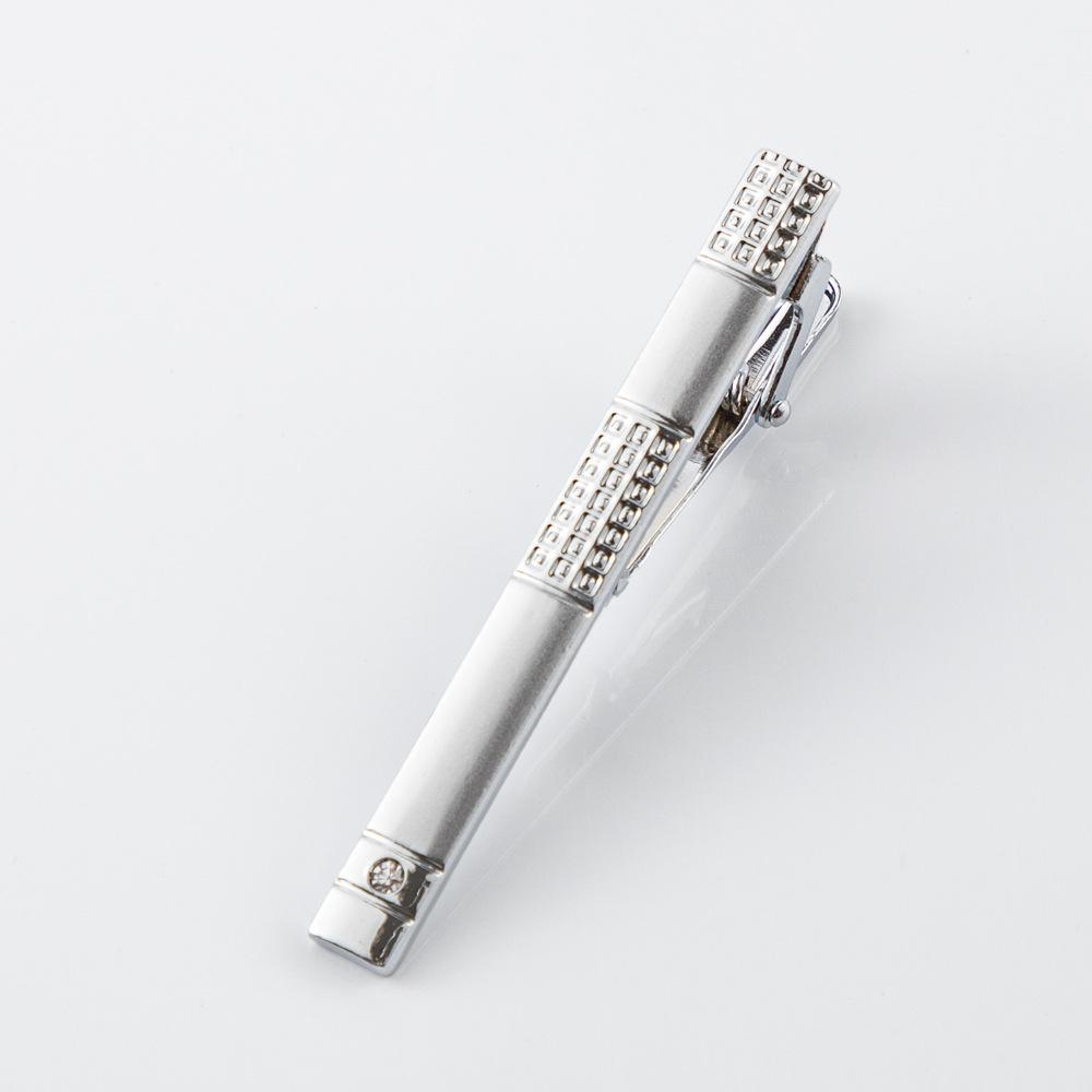 Гальванизированный серебром пескоструйный галстучный зажим с бриллиантом, мужской деловой кэжуал, зажим для воротника.