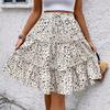 Women's Fashionable Floral Print Elastic Waist Strap Versatile Casual Skirt