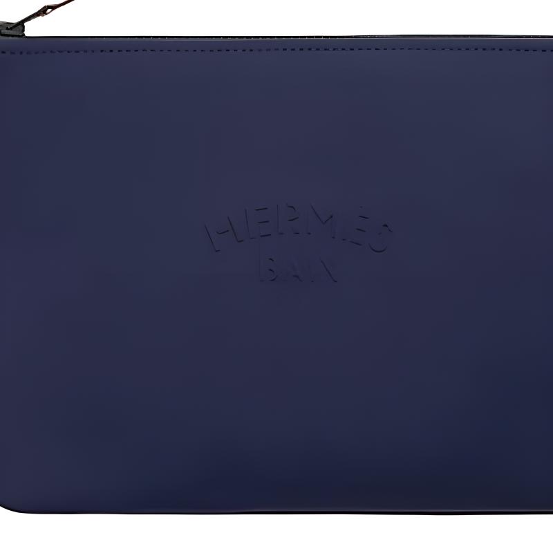 Hermes Neobain 28 Embossed Logo Nylon Clutch Medium Women clutch Navy-Blue H104312MV01