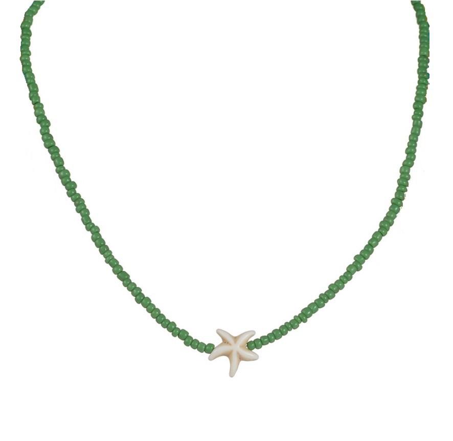 Ракушка морская звезда Женское короткое ожерелье летний праздничный подарок ручной работы колье бисер шея украшения белый