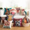 45x45см Чехол для диванной подушки с мультяшным животным, принт, лен, хлопок, украшение для гостиной