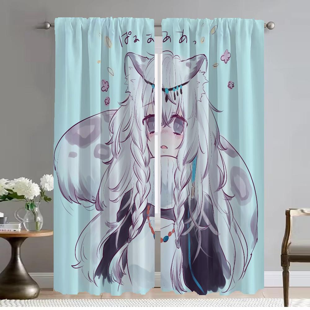 Elegant Room Curtains for Camera Arknights Shades Halloween Decoration Modern Living Room Curtains 2 Pieces Tulle for Bedroom