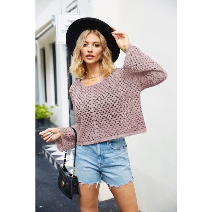 Весенне-осенний женский свитер с круглым вырезом, сексуальный пуловер со скелетом, прозрачный вязаный свитер