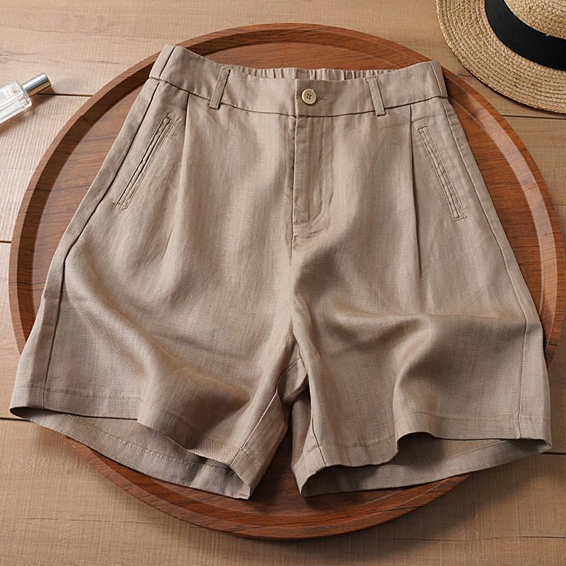 Linen drape shorts women's summer thin 1116 new thin high-waisted loose-fitting meat-covering wide-leg five-point casual pants