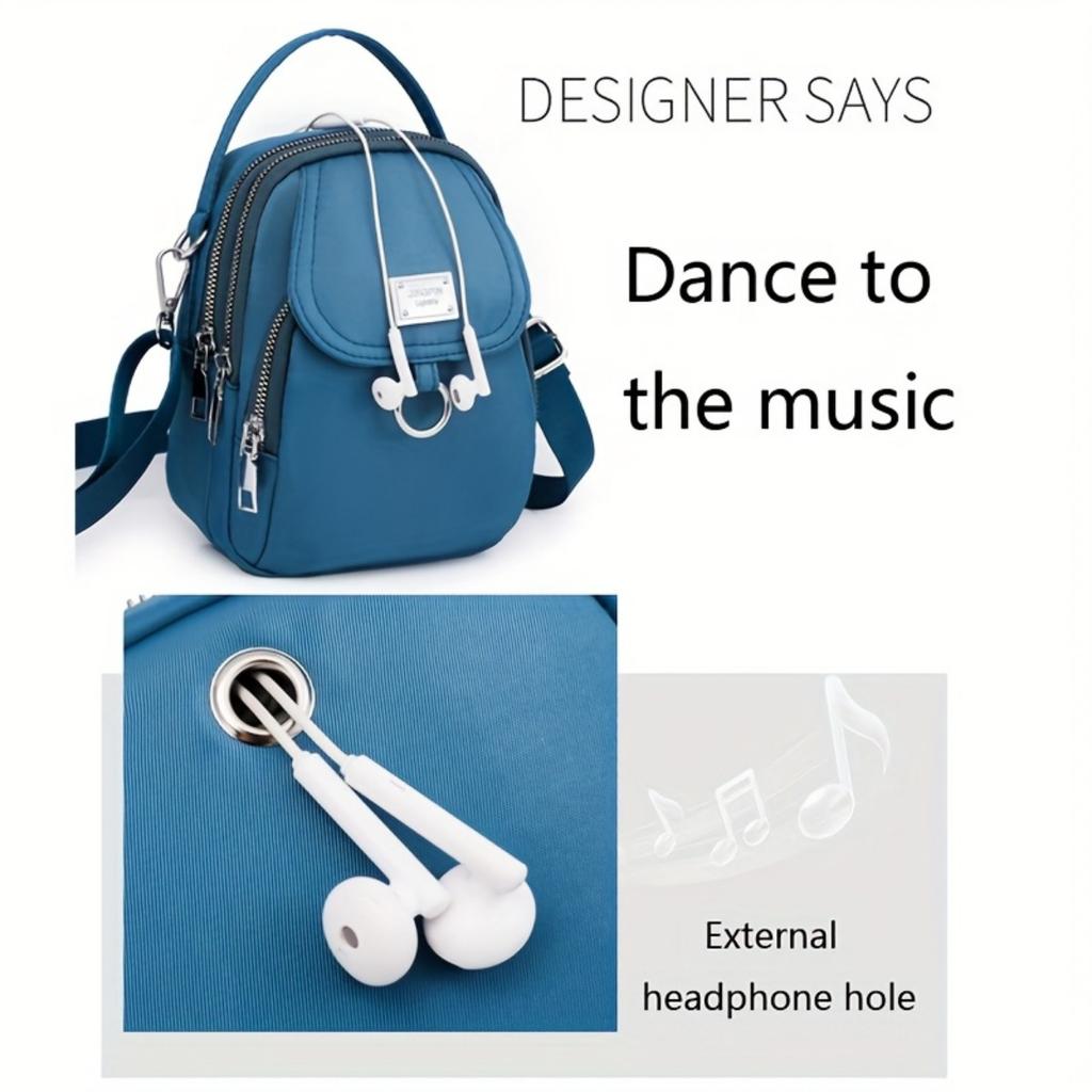 Lightweight Nylon Women's Crossbody Bag - Casual Mini Tote with Multiple Zippered Compartments, Removable Shoulder Strap, Available In A Dozen Colors