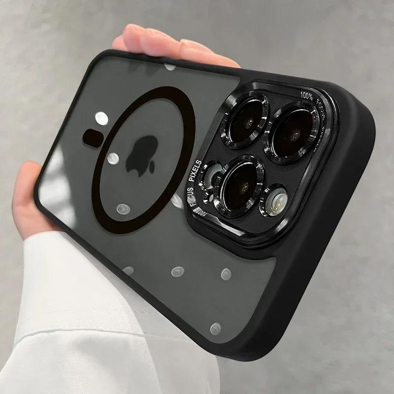 Роскошный Прозрачный Чехол Magsafe для iPhone 16 15 14 13 12 11 Pro Max Plus Магнитная Беспроводная Зарядка Защита Камеры Ударопрочный Чехол