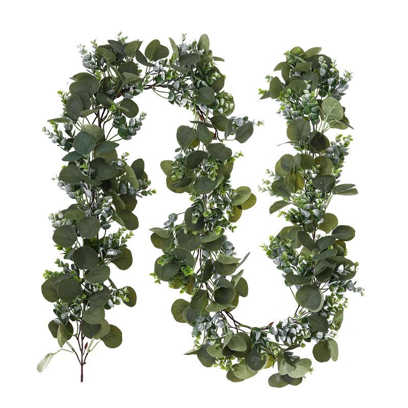 Искусственная лоза из листьев эвкалипта Свадебное украшение для вечеринки Симуляция Сращивание Лоза из листьев эвкалипта Поддельный цветочный венок