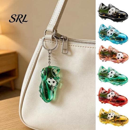 Sports-themed Keychain 2Pcs Pendant, Acrylic Football Boot Design with Glitter Quicksand Durable Oil Flowing Stars, Transparent Material Stress Relief