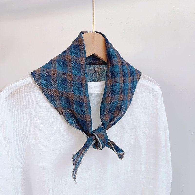 Clearance Welfare Retro Linen Square Scarf Literary And Versatile Women'S Summer Neck Protection Cotton And Linen Small Silk Scarf Scarf Printed Model