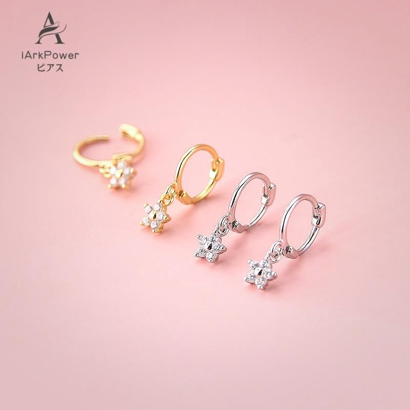 IArkPower серьги-кольца Оставьте его на женские серьги-кольца для второго пирсинга из серебра 925 пробы Совместимо с аллергией на металлы Покрыто платиной оба уха мило