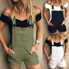 Женские тонкие комбинезоны, летние сексуальные однотонные комбинезоны, модные повседневные пляжные шорты, брюки-комбинезон