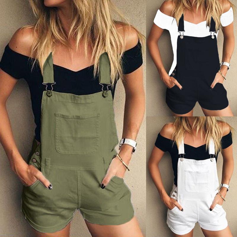 Женские тонкие комбинезоны, летние сексуальные однотонные комбинезоны, модные повседневные пляжные шорты, брюки-комбинезон
