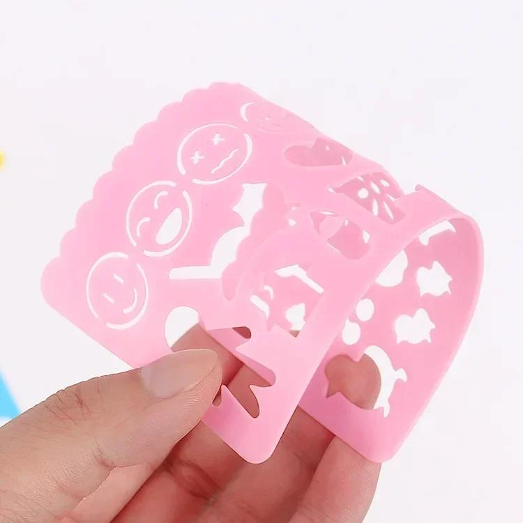 4 шт. Милые конфетные цвета Детский трафарет для рисования Мини мультяшный узор ПВХ трафареты ПВХ полая форма для скрапбукинга журнала DIY