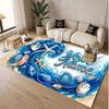 Fish Ocean Theme Soft Crystal Velvet Rug Custom Name & Text Print Non Slip Floor Rug for Bedroom Living Room