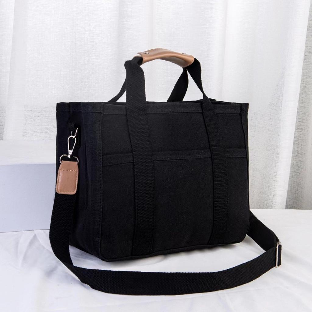 Japanese Versatile Simple Canvas Bag Large Capacity Multi-Layer Bento Shoulder Bag Small Fresh And Fashionable Portable Women'S Bag Ins