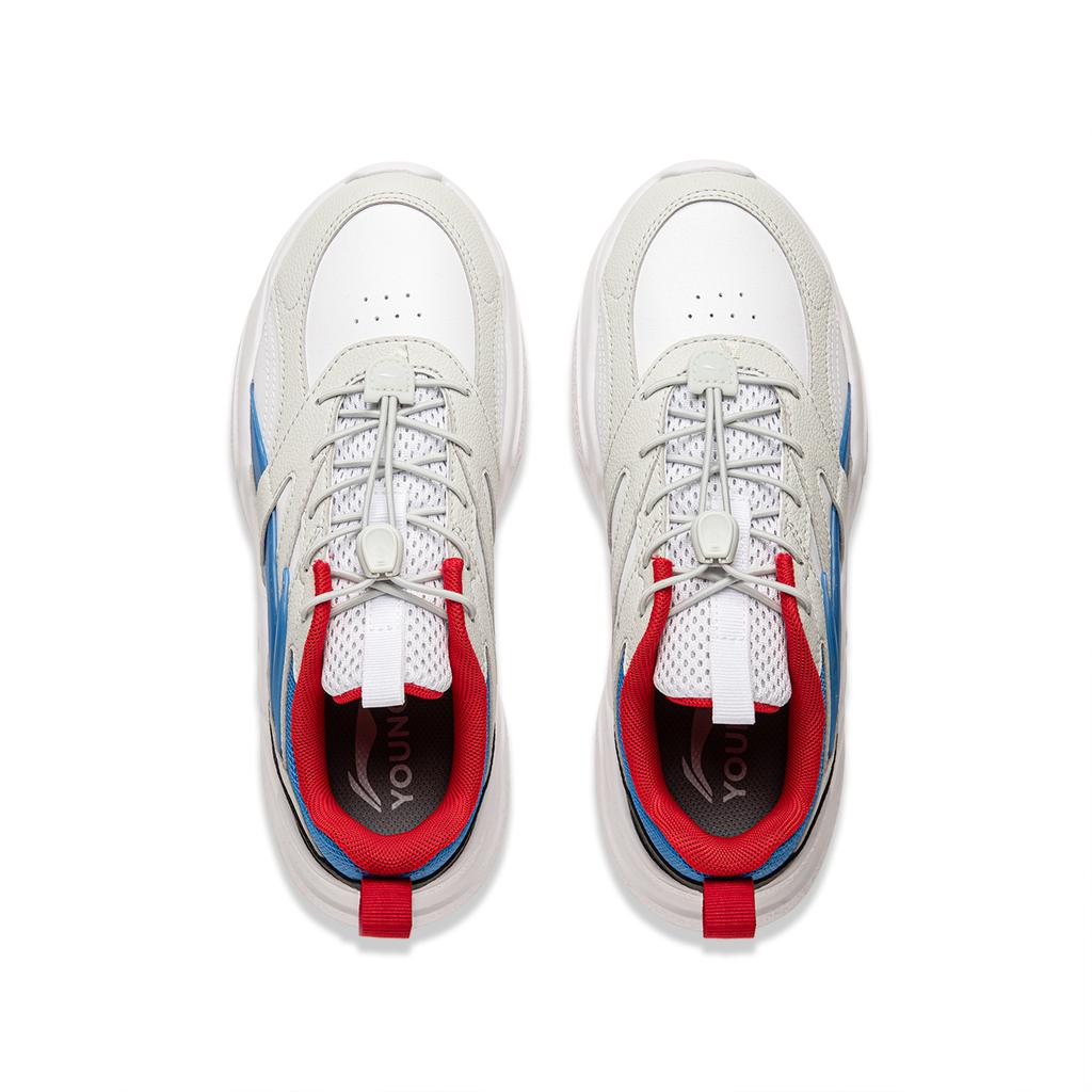 Li Ning Детская спортивная серия лайфстайл Модные Удобные Прочные Низкие Повседневные Кроссовки Детские кроссовки Светло-серый YKCU210-5