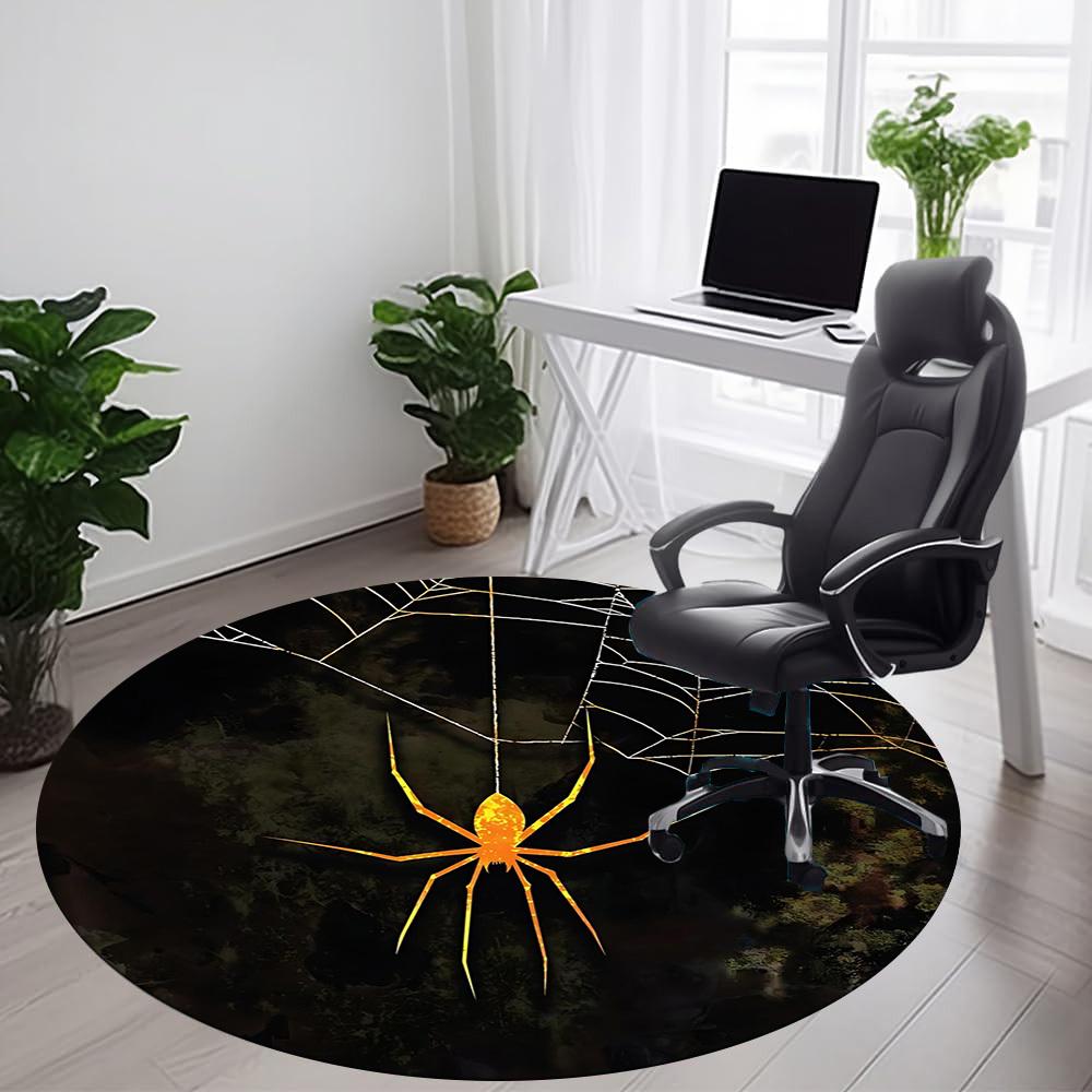 1PCSpider Web Office Round Area Rug, Mat Suitable For Office, Under Office Chairs Bedroom Living Room Home Decor, Room Deco