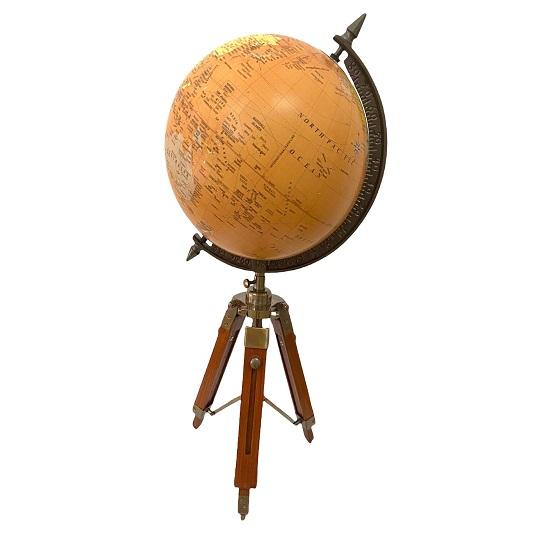 Декоративная карта мира, глобус, орнамент с деревянной подставкой-треногом/образовательный глобус/декор для офисного стола