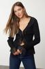 Women's Fashion Stylish Cardigan Black Tulle Detailed Knitwear Cardigan