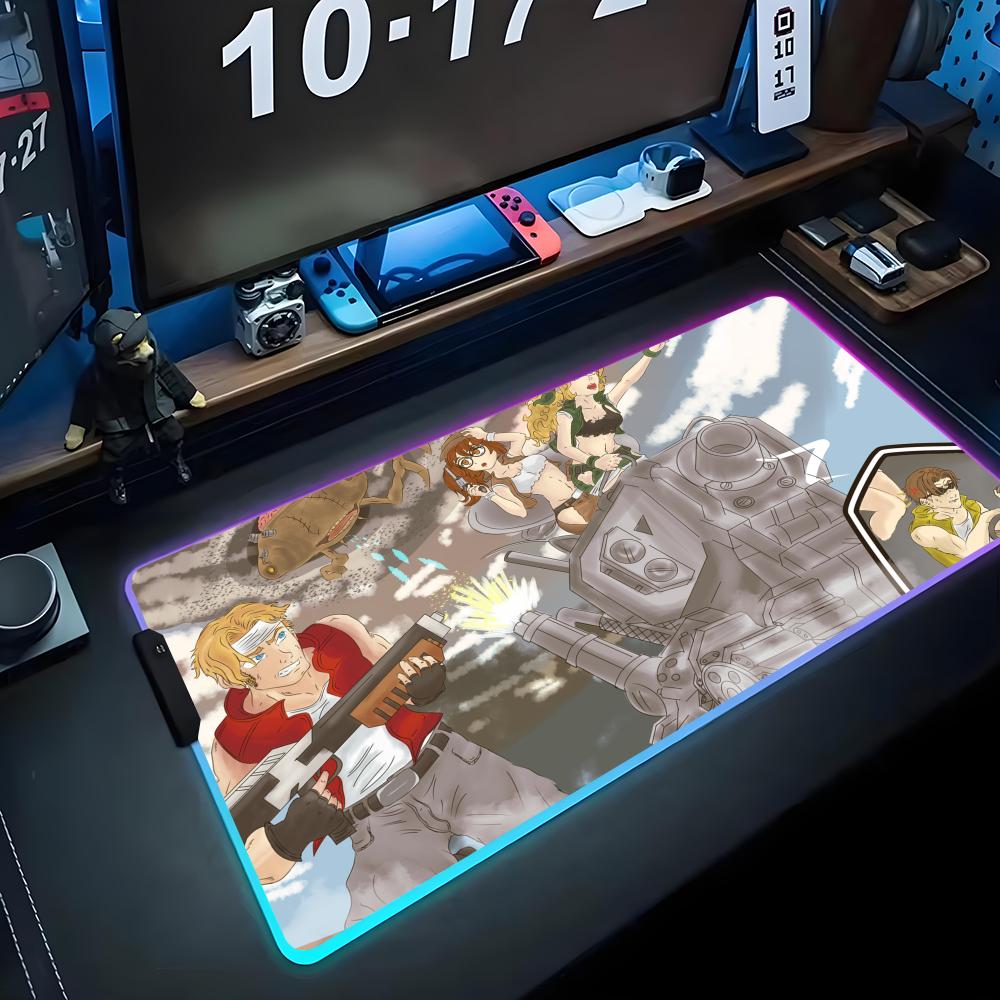 Metal Slug Игровой коврик для мыши RGB Большой светодиодный коврик Настольный коврик для ПК Светящийся коврик для мыши Большие коврики для клавиатуры Настольный ковер с подсветкой