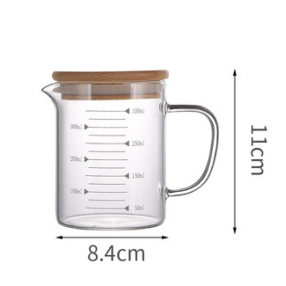 Новые стеклянные мерные стаканы со шкалой 250-1000 мл, кухонная мерная кружка, можно использовать в микроволновой печи, с деревянной крышкой, мерный стакан, кухонные аксессуары
