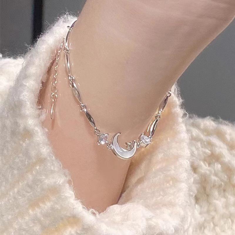 Изысканный модный браслет с лунными звеньями для женщин, милый витой браслет-цепочка в корейском стиле для девочек, вечерние ювелирные изделия, подарок