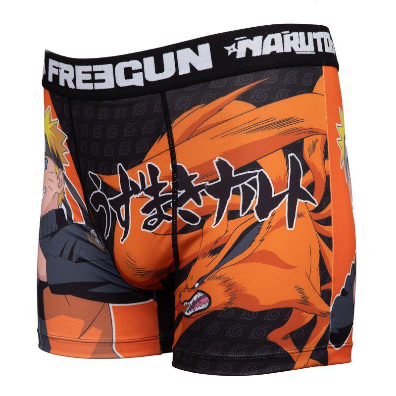 FREEGUN Men's Black Naruto Illustration Boxer Shorts