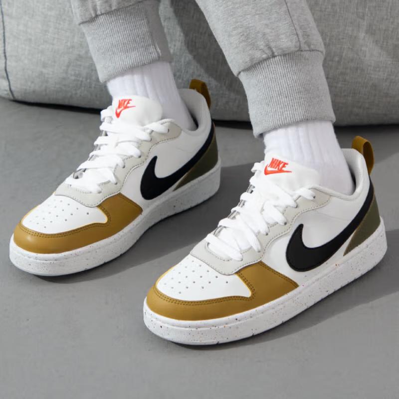 Nike Court Vision Low Дышащие Низкие Детские Скейтбордические Кроссовки Бело-Коричневые Кроссовки HF0744-109