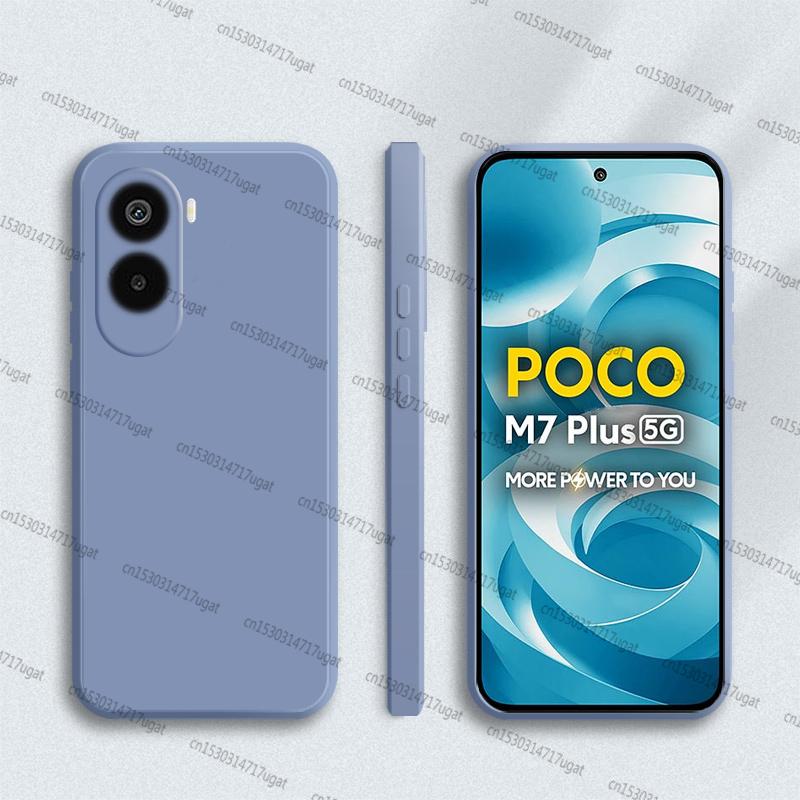 Для Xiaomi Poco M7 Plus Чехол Poco M7 Plus Противоударный Мягкий Жидкий Силиконовый Чехол для Телефона Конфетного Цвета Для Чехла Poco M7 Plus