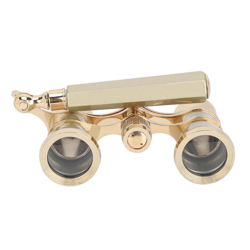 Opera Glasses Binoculars with Handle 3X25 Metal Portable Theater Glasses for Watching Drama Stage Play Art Performance