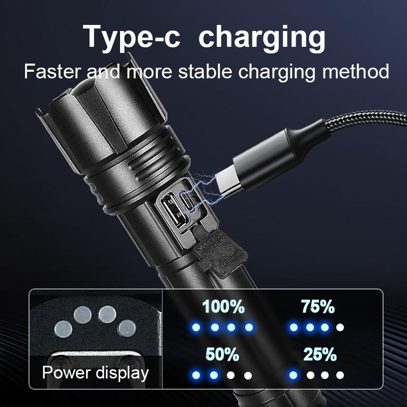 Мощный светодиодный фонарик, перезаряжаемый фонарик, тактический фонарь 1500 м, ультра мощный фонарик с зарядкой через USB