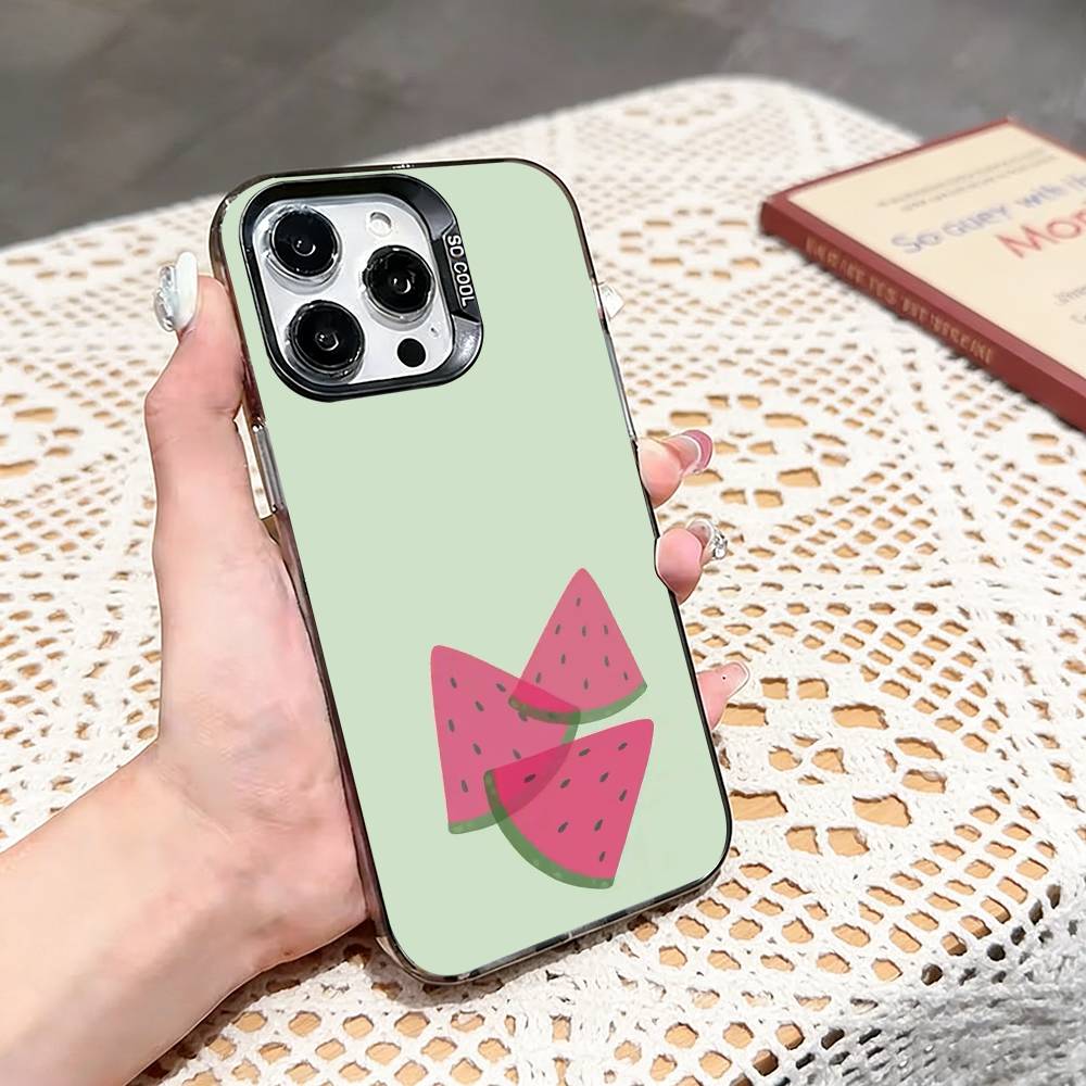 Fruit Party Phone Case For iPhone 17,16,15,14,13,12,11 Plus,Pro Max,XS,Colored silver phone case