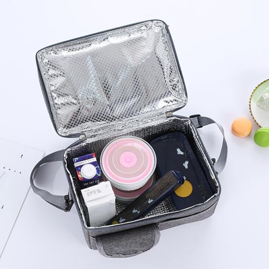 Lunch Storage Bag Large Capacity Double Layer Zipper Closure Reinforced Handle Design Waterproof Thermal Insulation Lunch Bag