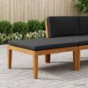 Garden Footstool with Cushion Solid Wood Acacia Natural