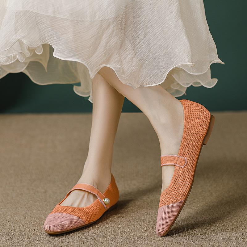 Модный бренд смешанных цветов плетеные балетки женские ремешок на щиколотке жемчужные Мэри эластичная ткань балетки вязаные мокасины леопардовый сетчатый балет