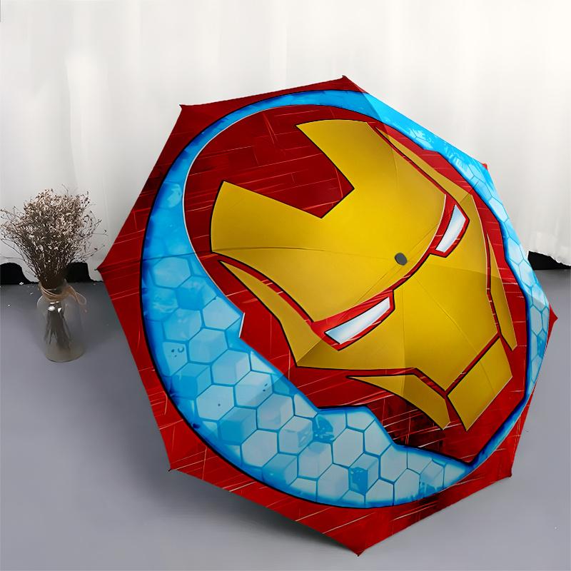Disney Iron Man,Helmet,Shield High-Quality Umbrella, Eight-Rib Folding Design, Automatic Opening and Closing, Small, Stylish and Practical,