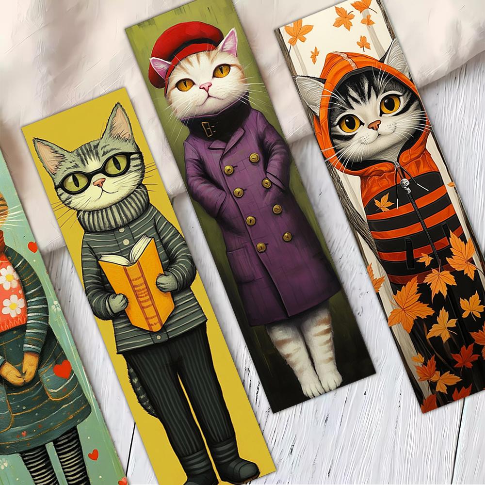32 шт., Закладки для книг с котами в одежде, сезон «снова в школу», Рождество, Хэллоуин, подходят для учителей, читателей и дней рождения