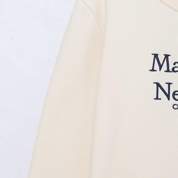 Женский свитер с длинным рукавом и круглым вырезом, свободный повседневный свитшот с вышитым текстом