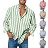 Men's Fashion Casual Pocket Striped Button Long Sleeve Top T Shirt Shirt