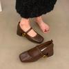 Fashion High Heels Women Mary Jane Shoes Chunky Square Toe Dress Autumn 2024 Shallow Fashion Lolita Luxury Pumps Zapatos Femme