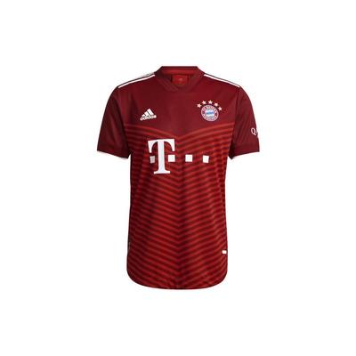adidas FC Bayern 21/22 Home Stripe Print V-образным вырезом с короткими рукавами Мужские топы красные GM5308