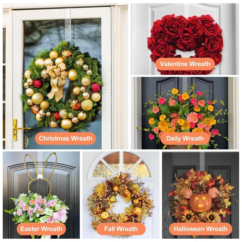 Christmas Door Hooks Wreath Hanger Metal Front Door Wreath Xmas Hook for Front Door Christmas Decoration