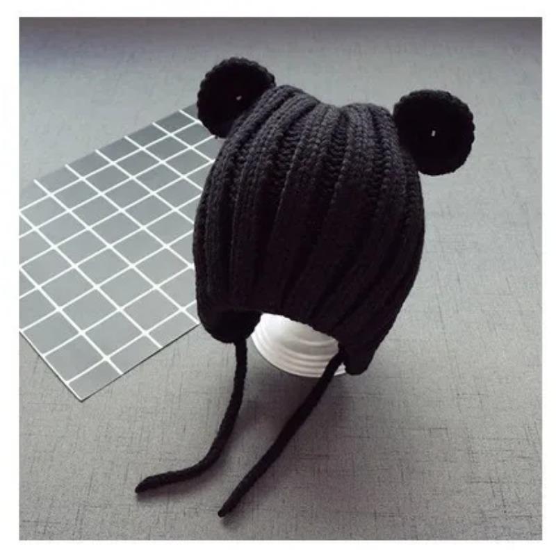 0-3years Baby Hat Autumn Winter Cute Baby Girls Baby Boys Hat Bear Ear Ear Protection Warm Knitted Beanies KF428