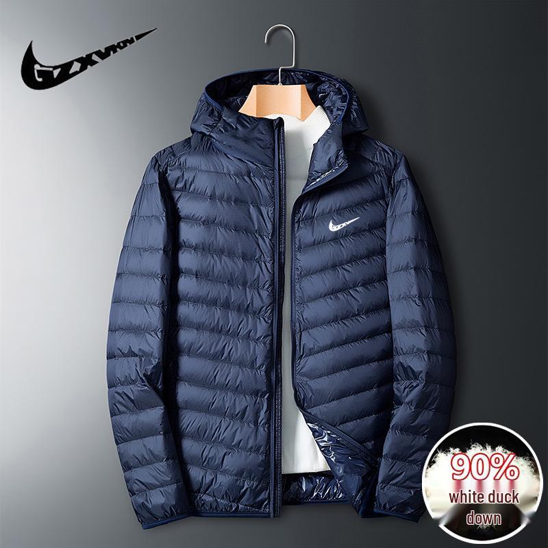 Мужская легкая пуховая куртка большого размера, повседневная и ветрозащитная для осени/зимы