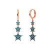 Soaring Star Rose Silver Earrings with Turquoise Stone