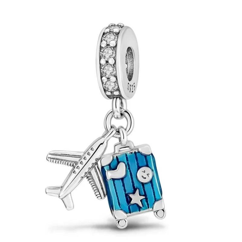Мода Самолет Путешествия Земля Шармы Медь Планета Астронавт Серьги Бусины Подходят Оригинальным Браслетам Изысканные DIY Ювелирные Изделия