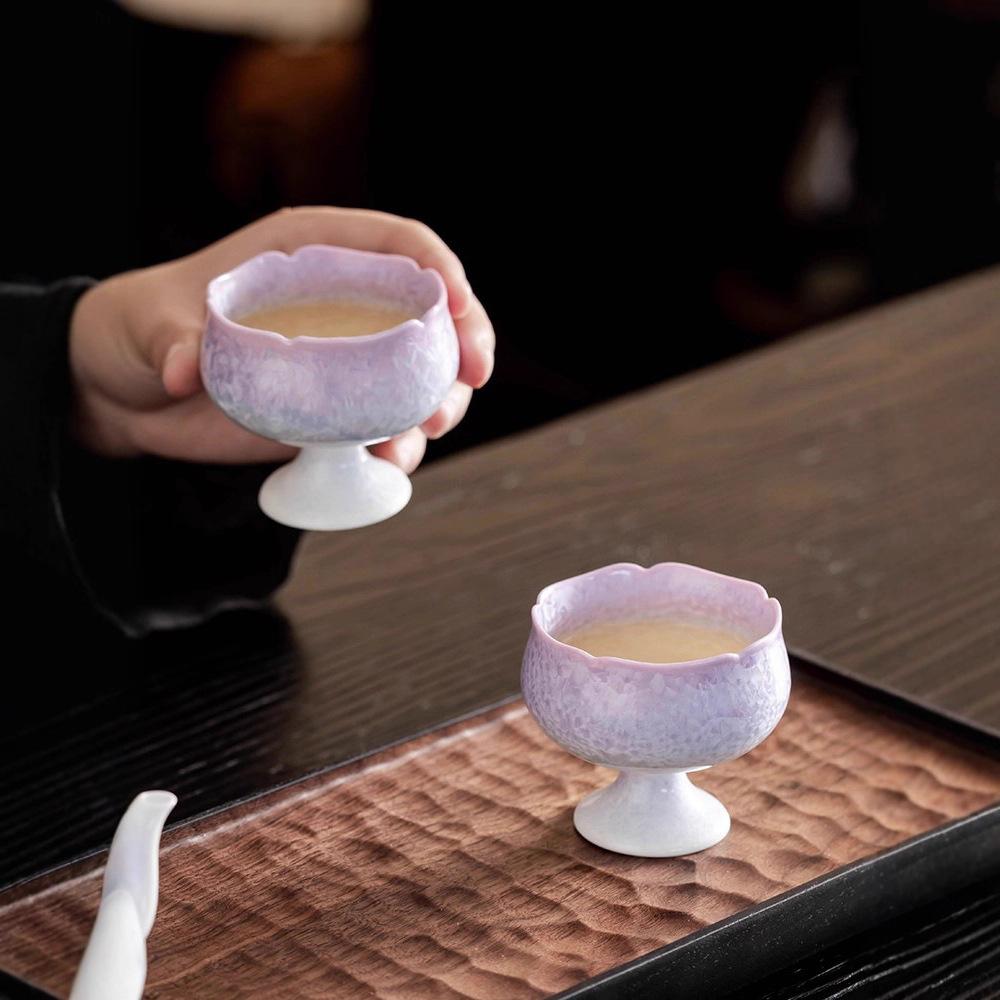 Handmade Flambe Glaze Teacup Porcelain Tea Cup Crystal Glaze Ceramic Personal Master Cup for Tea Ceremony Gift