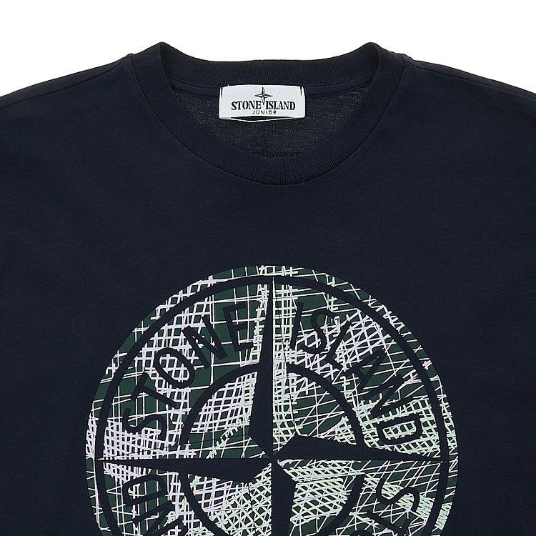 STONE ISLAND Футболка с принтом логотипа Повседневная с коротким рукавом Детские топы Темно-синий 781621072-V0020